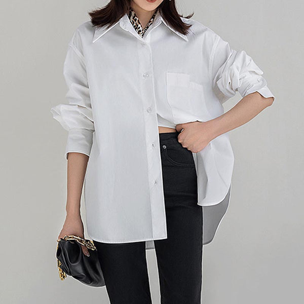 Casual button down loose blouse