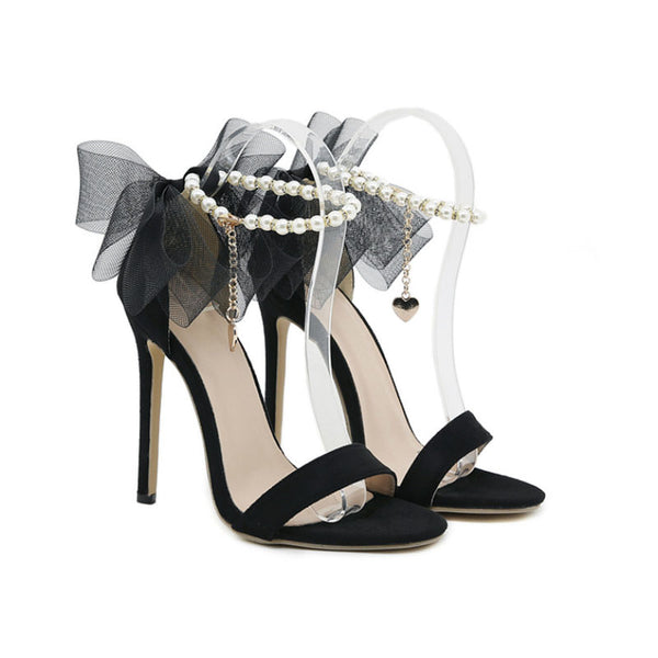 Elegant peral ankle strap heeled sandals