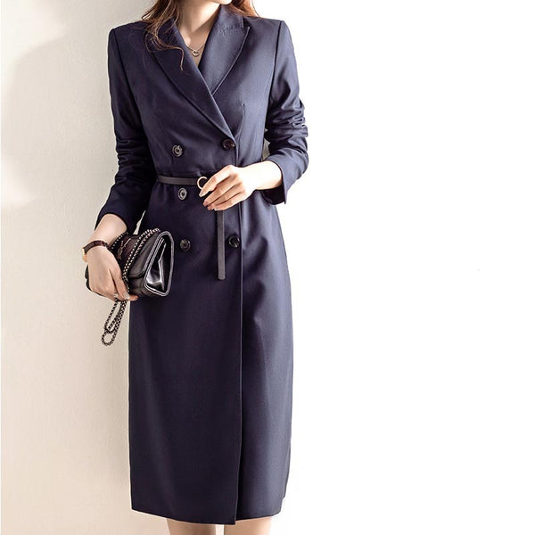 Elegant solid lapel long sleeve blazer dresses