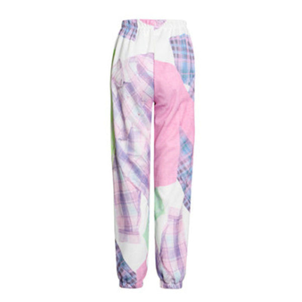 Color blocked elastic waisted ankle-tied sweatpants
