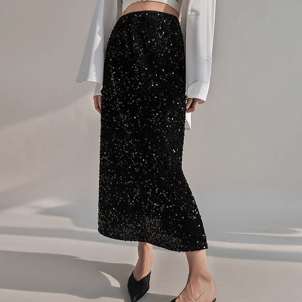 Fashion velvet embellished chicwish midi skirts for women