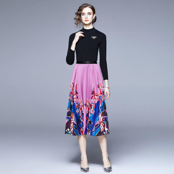 Women's fashion floral skirt suit