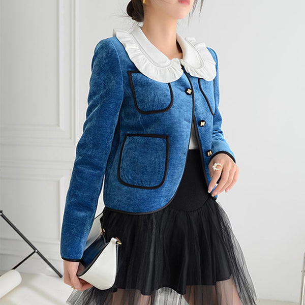 Sweet patch patch long sleeve short coats