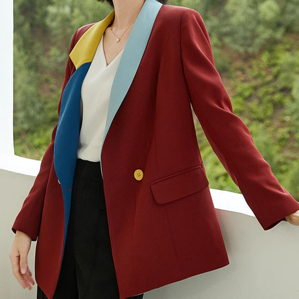 Chic color block double breasted blazers