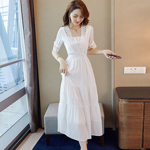 Grace and beauty white lace dress