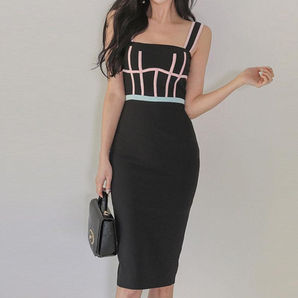 Color blocked sheath slip dresses