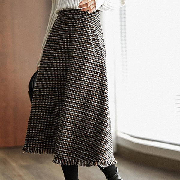 Vintage houndstooth high waist a-line skirts