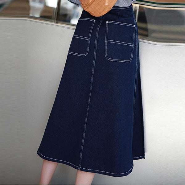 Brief denim high waist a-line skirts