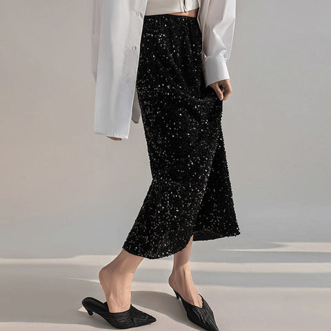 Fashion velvet embellished chicwish midi skirts for women