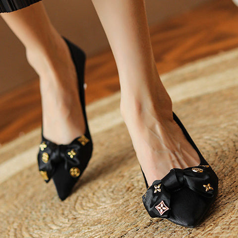 Low fronted bow tie diamante embellishment pointed heels