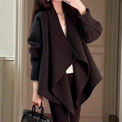 Chic irregular long sleeve woolen coats