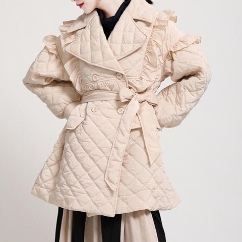 Vintage ruffled lapel solid coats