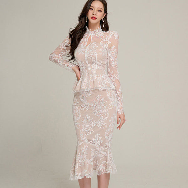 Long sleeve lace bodycon dresses