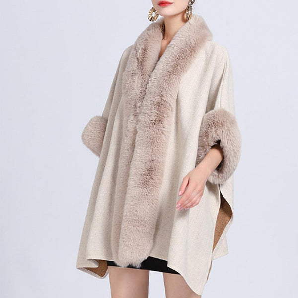 Fur collar patch shawl cloak coats