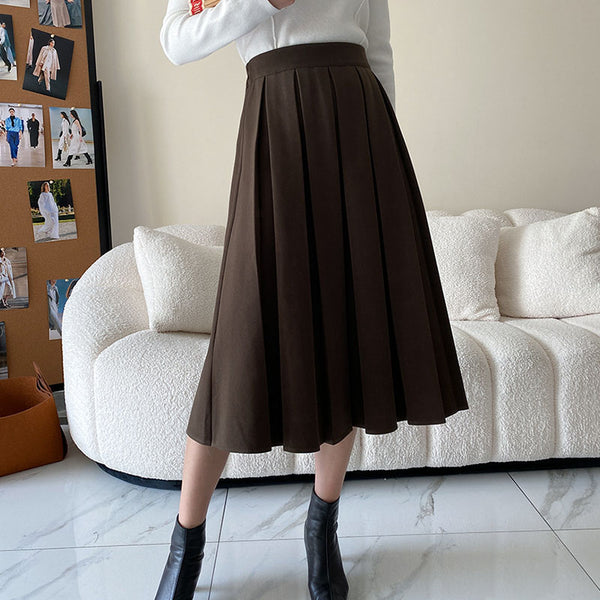 Women's high waist a-line midi skirts