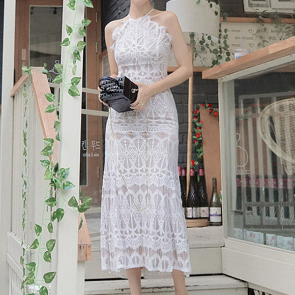 Lace elegant prom dress