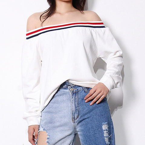 Casual pullover off-the-shoulder loose tops