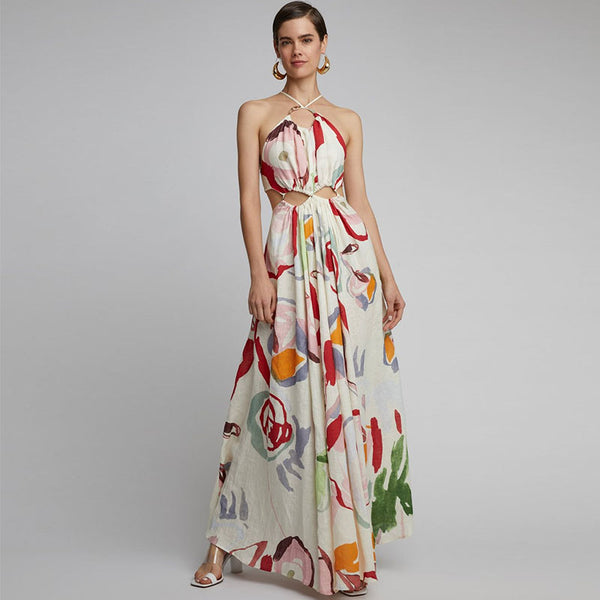 Summer floral printed beach dress