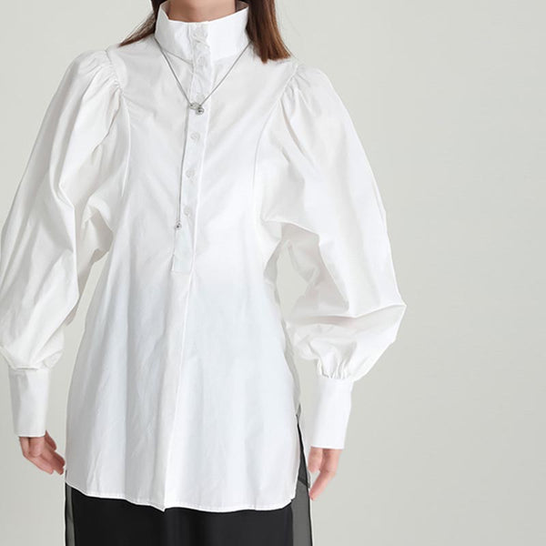 Vintage mock neck lantern sleeve blouses