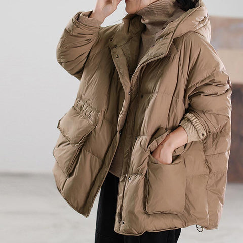 Women's winter hooded short down coat