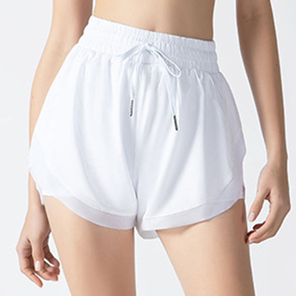 Mesh patchwork drawcord cover-up active shorts