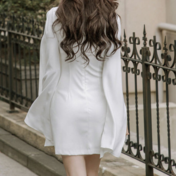 Chic v-neck chiffon sheath white dresses