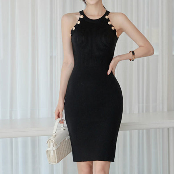 Sexy pearl embellished sheath sweater dresses