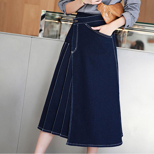 Brief denim high waist a-line skirts