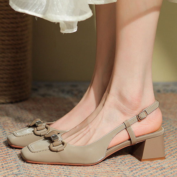 Classic square toe low fronted maryjanes sandals