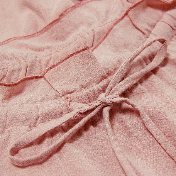 Pink long sleeve waist blouses