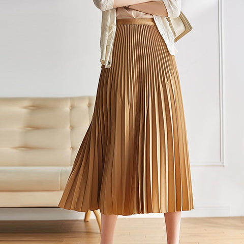 Stylish solid a-line pleated skirts