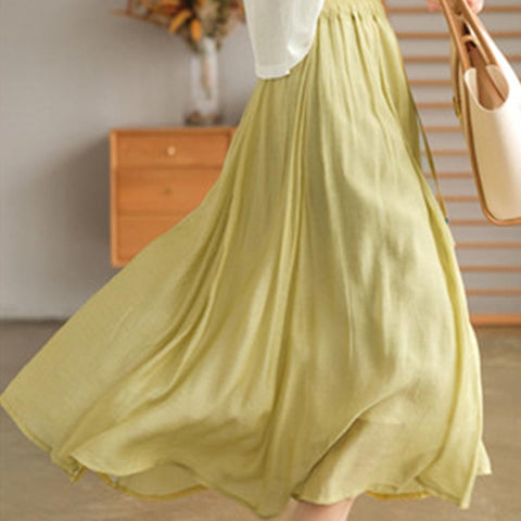 Solid drawstring tassel a-line skirts
