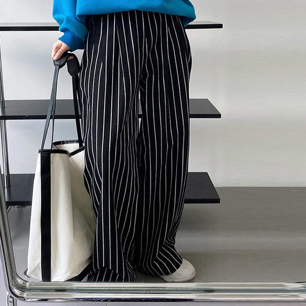 Vintage linen stripe high waist wide leg pants