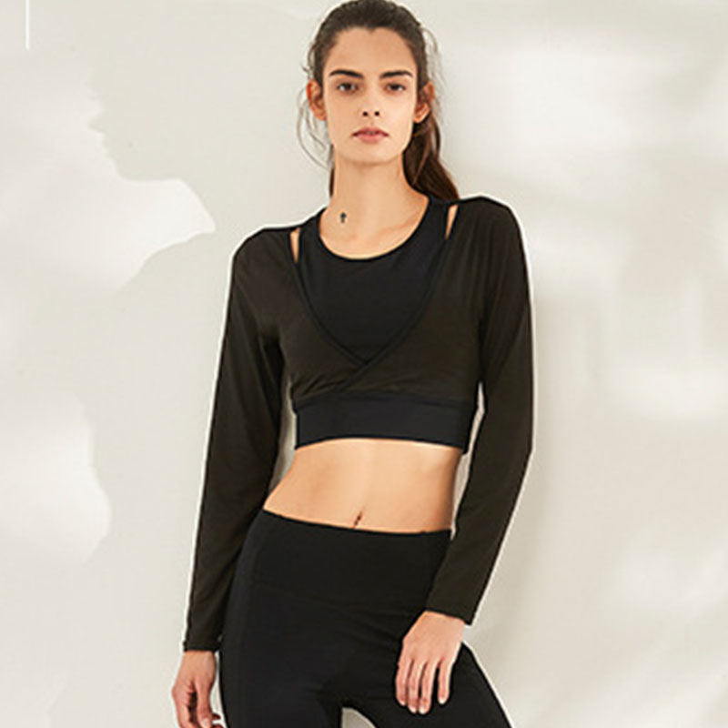 Quick-dry ribbed cover-up yoga sports tops