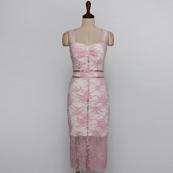 Lace patchwork split bodycon dresses