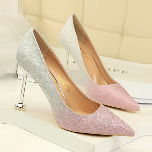 Shine gradient kitten heels