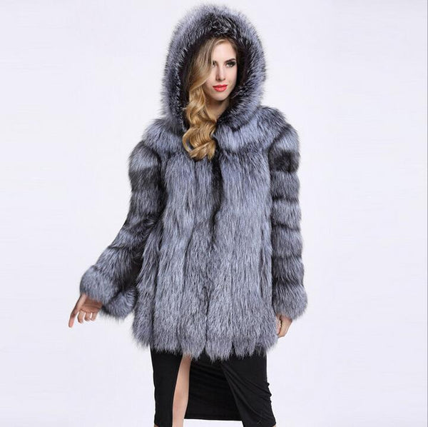 Hooded fluffy faux fur coats