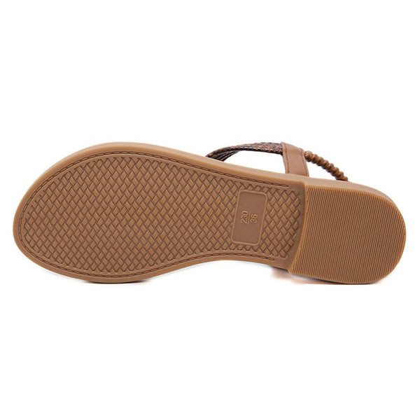 Bohemian solid color beach flat sandals