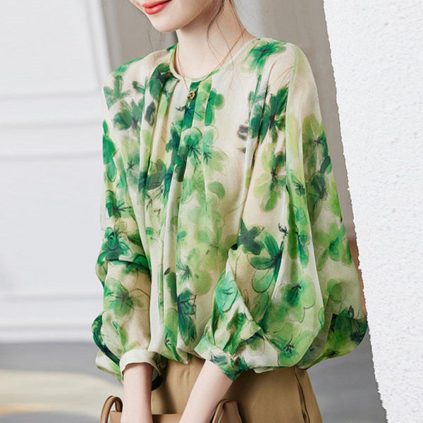 Long sleeve floral casual blouse