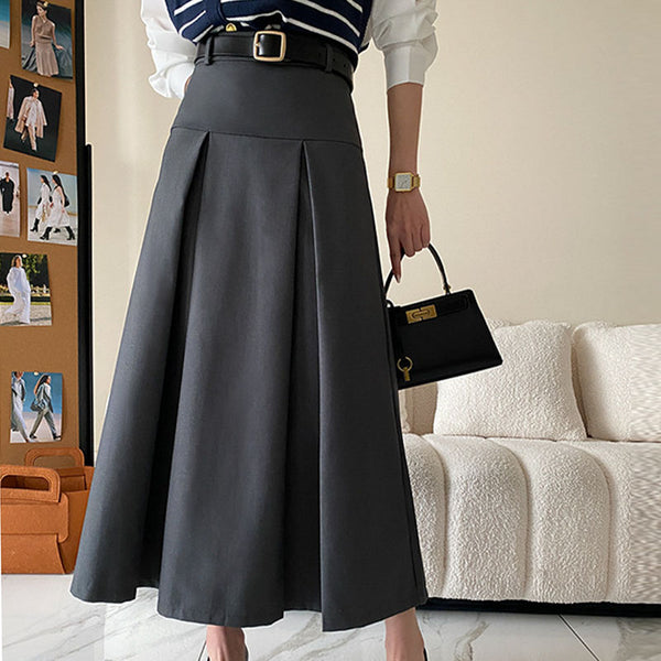 Elegant solid a-line pleated skirts