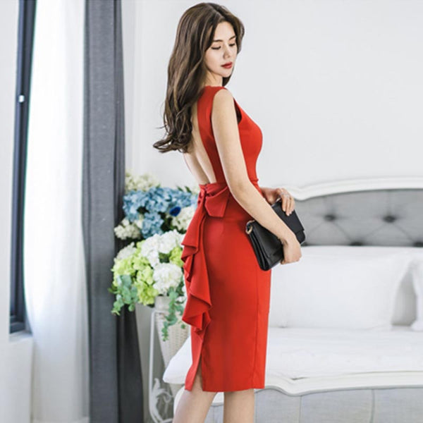 Backless bow knot bodycon dresses