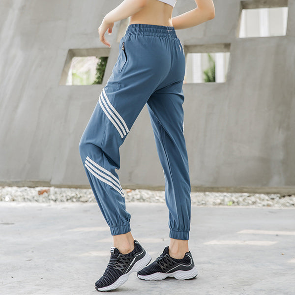 Elastic waist patchwork ankle-tied joggers
