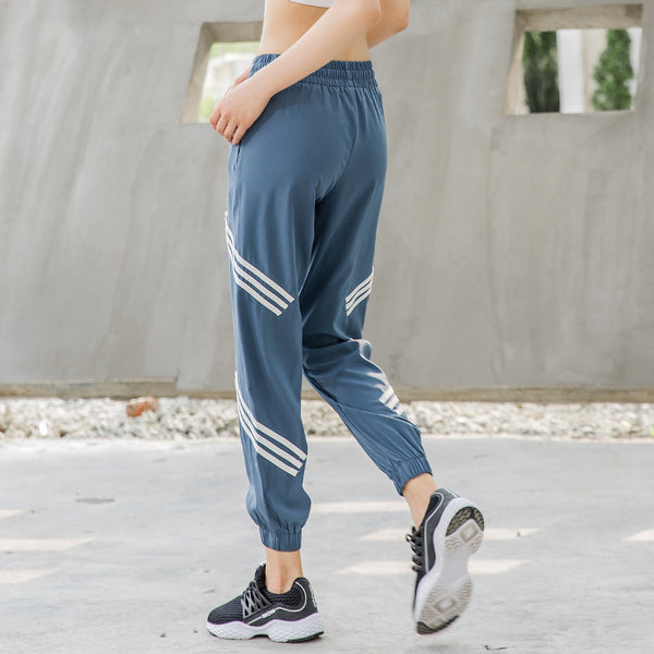 Elastic waist patchwork ankle-tied joggers