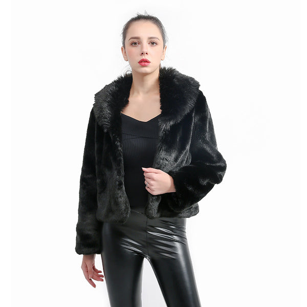 Faux rabbit fur short coats