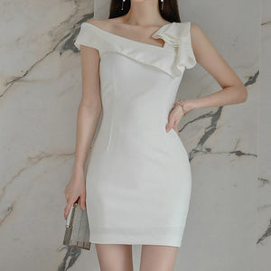 White lettuce off-the-shoulder bodycon dresses