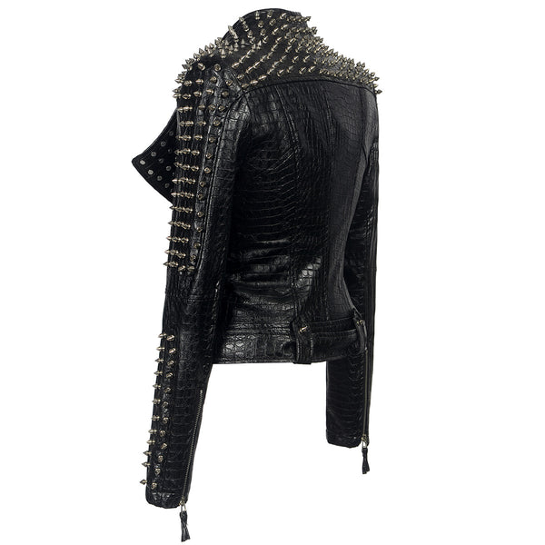 Faux leather rivet moto jackets