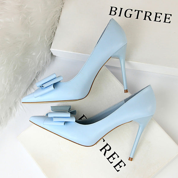 Bowknot pointed toe heels