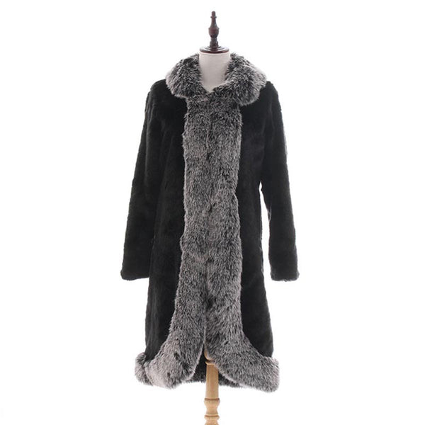 Black patchwork faux fur coats
