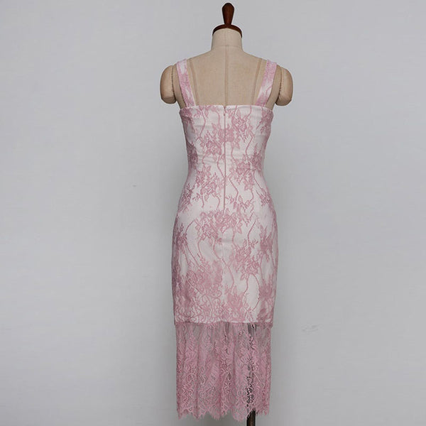 Lace patchwork split bodycon dresses