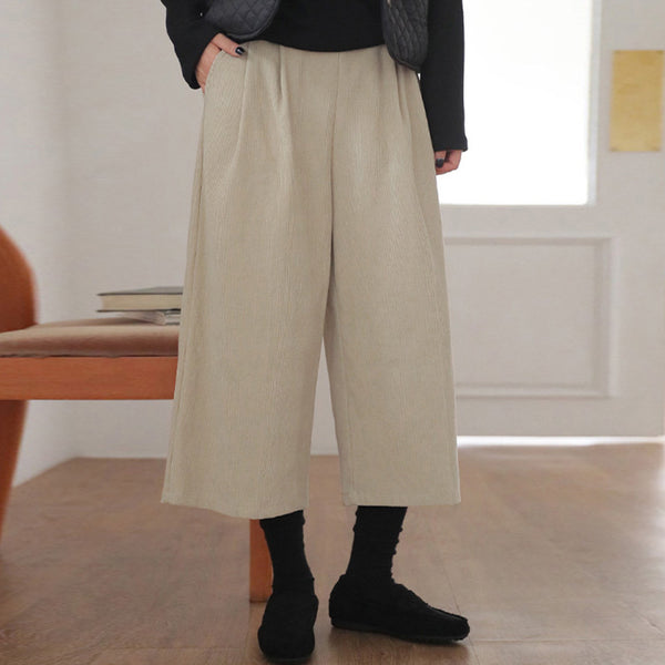 Elastic waist boxy baggy pants for women